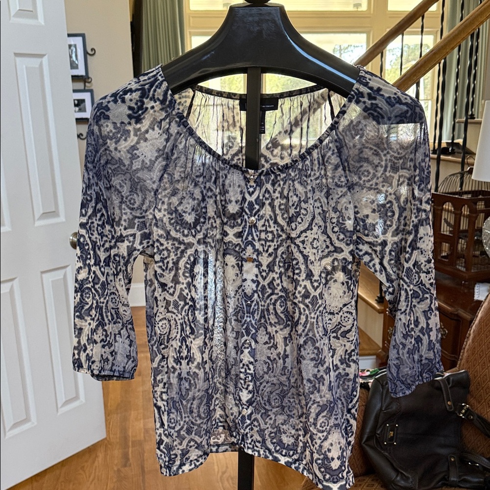 Sheer 3/4 sleeve blouse by INC size XL